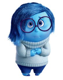 the smurfs character is wearing glasses and a sweater with blue hair, standing in front of a white background