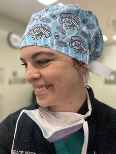 This propofol fixes everything (except apnea) scrub cap is easily adjustable for any head size and very comfortable to wear. This is a great print sure to bring a smile to the workplace! It is available in 2 different styles:  Women's (with or without ribbon)- Has elastic and a toggle in the back to be easily adjustable. This style can accommodate a lot of hair! Ribbon colors vary - if you have a preference please let us know in "Notes to Seller" at checkout. Men's/unisex- Perfect for most men! Surgical Scrub Hats, Surgical Caps, Scrub Hats, Caps For Women, Scrub Caps, Ribbon Colors, Scrubs, Different Styles, Caps Hats