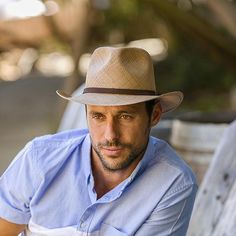 Austral Brown Straw Panama Hat - The Dylan With Leather Band Luxury Men's Cowboy Hat For Beach, Luxury Men's Fedora For Spring, Luxury Men's Panama Hat For Vacation, Luxury Men's Country Panama Hat, Luxury Men's Fedora For Vacation, Men's Luxury Vintage Panama Hat, Luxury Panama Hat For Men, Luxury Classic Panama Hat For Men, Luxury Fitted Panama Hat For Ranch