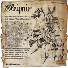 an old book with a drawing of a man on a horse and the words sleipurr written below it