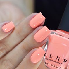 Summer Vacation Manicure, Pedicure Ideas For August, Tropical Nail Colors Hawaii, Salmon Color Nails Coral, Orange Sherbet Nails, Short Peach Nails, Pedicure Yellow, Solid Color Summer Nails, Nail Colors That Make You Look Tan