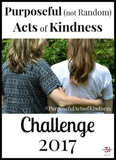 two people standing next to each other with the words, purposeful not random acts of kindness