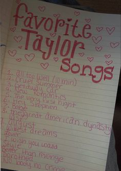 taylor swift
hand writing
journal
journaling 
pink
hearts Taylor Swift Love Songs Playlist, Taylor Swift Lover Journal, Sketchbook Ideas Taylor Swift, What Your Favorite Taylor Swift Album Says About You, New Romantics Wallpaper Taylor Swift, Thats The Way I Love You Taylor Swift, Taylor Swift Surprise Songs List, The Summer I Turned Pretty Taylor Swift, The Very First Night Taylor Swift