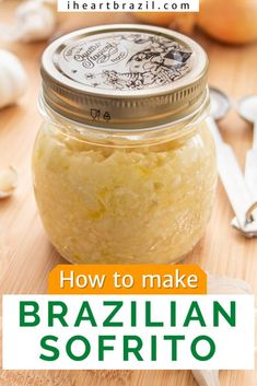 how to make brazilian sofrito in a jar with spoons and garlic on the side