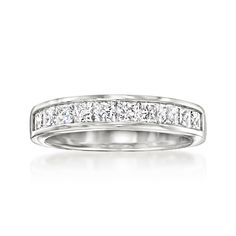 Ross-Simons - 1.00ct t. w. Channel-Set Lab Grown Diamond Ring in 14kt White Gold. Size 6. Classic sparkle. Incredible value. Our sophisticated channel-set ring features 1.00 ct. t. w. princess-cut lab-grown diamonds in polished 14kt white gold. Lab-grown diamonds are identical to mined diamonds according to their optical, physical and chemical properties. All Ross-Simons lab-grown diamond jewelry in 14kt gold and platinum includes an IGI Laboratory-Grown Diamond Report to verify color, clarity a Channel Set Rings, Physical And Chemical Properties, Pure Design, Diamond Birthstone, Jewelry Wedding Rings, Set Ring, Channel Set, 14kt Gold, Princess Cut