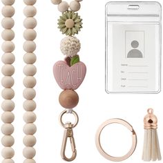 PRICES MAY VARY. High quality natural wood bead lanyard, beautiful, light-weight and comfortable to wear. Silicone beads are soft and elastic, with a comfortable touch and not easily faded Each lanyard is paired with a premium suedette tassel to add a touch of sophistication to your look. Perfect neutral colors to go with any outfit Hanging length of lanyard: 19.5" (Include snap hook), wood bead diameter: 10mm. Inside of ID holder is 2.32"W x 3.46"H, comfortably fits 3 credit-card or driver's li Bead Lanyard, Lanyard For Keys, Custom Lanyards, Diy Silicone, Comfort Gifts, Beaded Lanyard, Teacher Lanyard, Key Lanyard, Beaded Lanyards