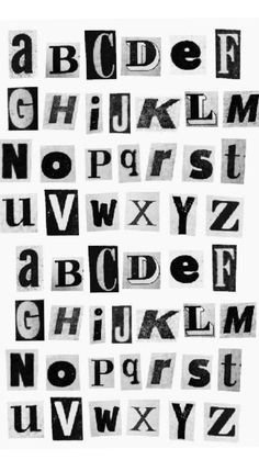 black and white alphabets are arranged in the shape of letters