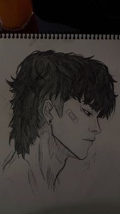 a drawing of a man with black hair