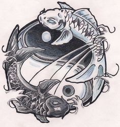 Yin Yang Koi Fish Yin Yang Koi, Ying Yang Tattoo, Catrina Tattoo, Pisces Fish