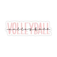 the word volleyball written in black ink on a white background with pink and red lettering