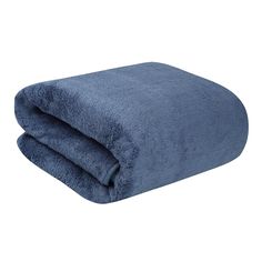 a blue blanket folded on top of each other