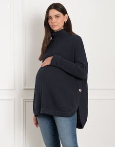 maternity, nursing, maternity jumper, nursing jumper, long sleeve, cotton, nursing access, pumping, double moss stitch, jumper, draped, roll neck, drop sleeve, navy, bertram Double Moss Stitch, Maternity Jumper, Postpartum Dresses, Nursing Sweater, Nursing Maternity, Drop Sleeve, Moss Stitch, Maternity Nursing, Roll Neck