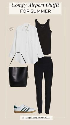 Comfy Airport Outfit Summer, Summer Outfits Travel, Comfortable Travel Outfit, Cute Travel Outfits