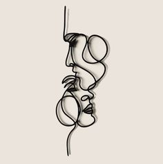 an abstract drawing of two people hanging from a rope with one person's head in the air