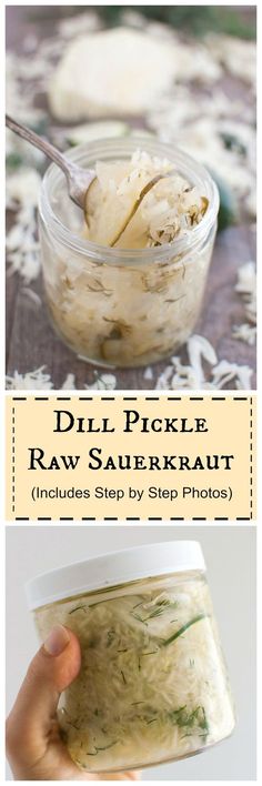 this is an image of dill pickle raw sauerkraut in a jar