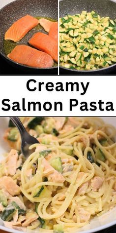 Creamy Salmon Pasta Recipe Salmon And Zucchini, Zucchini Pasta Recipe, Salmon Pasta Recipe, Creamy Salmon Pasta, Zucchini Pasta Recipes, Salmon Pasta Recipes, Creamy Salmon, Cream Sauce Pasta, Creamy Pasta Dishes