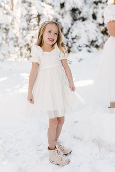 Sea Glass Wedding, Real Life Princesses, Ivy City Co, Thanksgiving Dress, Dress With Puff Sleeves, Mommy And Me Dresses, Ballerina Dress, White Dress Party, Holiday Party Dresses