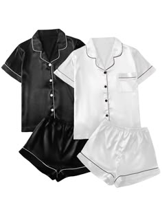 Women Nightwear Outfit, Women Nightwear Dresses, Nightwear Outfits, Cute Outfits With Shorts, Pijamas Women, Pyjama Satin, Satin Bluse, Cute Sleepwear, Bff Outfits