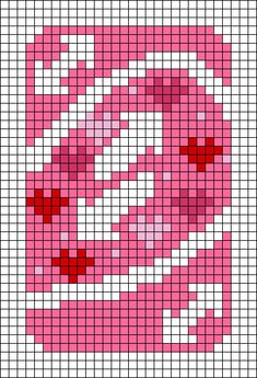 a cross stitch pattern with red and white squares in the shape of an abstract face