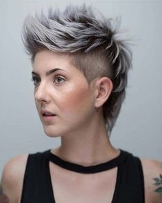 Modern Mullet Haircut, Short Grey Haircuts, Mullet Wig, Longer Pixie Haircut, Gray Hair Cuts, Human Wigs, Short Hair Undercut