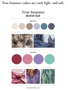 Capsule Wardrobe Light Summer, Cool Summer Type, True Summer Capsule Wardrobe, True Summer Color Palette Outfits, True Summer Colors, Soft Summer Celebrities, True Summer Palette, Summer Pallet, Hoc Summer