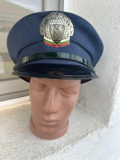 Vintage Officer Cap Hat Collectible Unique Rare to find Size 58   Very Rare Vintage Good Condition Uniform Visor Hat Peaked Cap Badge Unique Amazing   For collectors  Do not Hesitate to contact us before and after purchase. Vintage Adjustable Visor Fitted Hat, Vintage Adjustable Visor Snapback Hat, Vintage Navy Flat Cap, Vintage Navy Snapback Hat, Vintage Military Visor Hat, Film Props, Peaked Cap, Visor Hats, Gas Mask