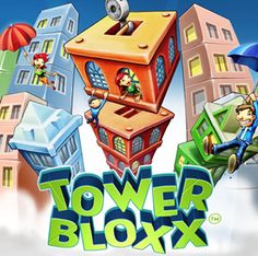 the title for tower blox is shown in front of an image of buildings