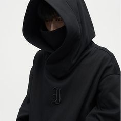 heavy cotton hoodie, rib knit cuffs and hem, kangaroo pocket at waist, panel cut hood, stand-up collar layered under hood, embroidered logo at chest. Composition - Heavyweight Cotton Blend Sizing: US/EU Oversized Fit (Size Down For Regular Fit) Model: 178cm/58kg 5'10/128lbs wearing size XL Turtleneck Streetwear, Streetwear Fashion Winter, Asymmetric Hoodie, Punk Hoodie, Turtleneck Hoodie, Sherpa Lined Hoodie, Layered Hoodie, Oversize Women, Cargo Pants Men