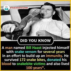 a man is holding a snake in his hand and the caption reads did you know?