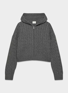 OCTAVIA ZIP HOODIE | Aritzia Repeated Pattern, 2024 Wishlist, Organic Cotton Yarn, Hoodie Fits, Cable Stitch, Fully Fashioned, Cable Sweater, Knit Hoodie, Cute Sweaters