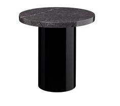 a black table with a marble top on a white background in the style of art deco