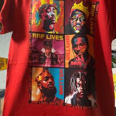 Red Rap Lives Matter T-Shirt. Brand New Without Tags Red Graphic Shirt For Fan Merchandise, Red Graphic Design Shirt For Fan Merchandise, Red Graphic Design Shirt For Fans, Red Tops With Graphic Design For Fan Merchandise, Red Graphic Tops For Fan Merchandise, Red Cotton T-shirt With Graphic Design, Red Graphic Tops For Fan Gear, Red Band Merch T-shirt With Graphic Print, Red Pop Culture Graphic T-shirt