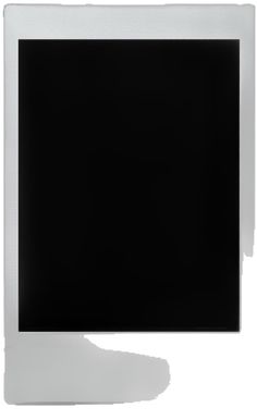 a white computer monitor with black screen on it's side and shadow from the bottom