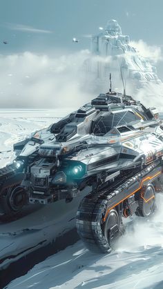 an image of a futuristic vehicle in the snow