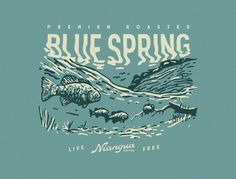 the blue spring t - shirt is shown with an image of a fish on it