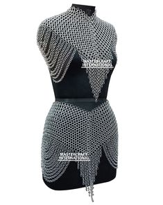 Chainmail Collar and Skirt, Small Chain Layers, Metal Aluminum Butted Ring Fancy and Stylish Medieval Cosplay Costume, Gift for Her - Etsy Chainmail Dress Outfit, Chainmail Photoshoot, Chainmail Costume, Chain Mail Skirt, Chainmail Outfit, Elemental Outfits, Chainmail Collar, Chain Mail Dress, Joan Of Arc Costume