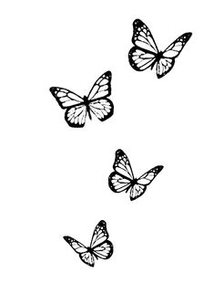 three butterflies flying in the air with one on its back and one on its side