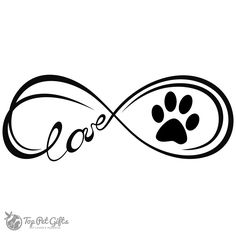 a dog's paw is in the shape of an infinite love sign with its paw print