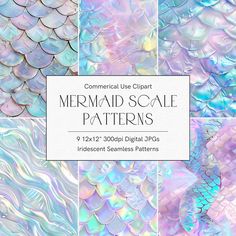 the mermaid scale patterns are in pastel colors