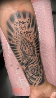 Tattoos Of Heaven, Good Memorial Tattoos, Grandma And Grandpa Memorial Tattoo, Memorial Arm Tattoo Men, Simple Rip Tattoos, Tattoo For Your Brother, Loved One Tattoo Passed Sleeve, R.i.p Mom Tattoos, In Remembrance Tattoos Husband