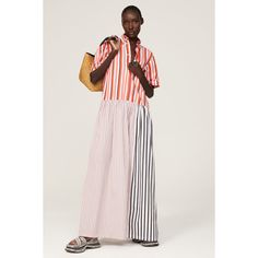 Multicolored striped cotton (100% Cotton). Maxi. Short sleeves. Collar. Front button closure. See size and fit notes for length measurements. Imported. Striped Shirt Dress, Cotton Maxi, Measurement Length, Rent The Runway, Closet Designs, Striped Shirt, Shirt Dress, Short Sleeves, Collar