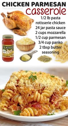 chicken parmesan casserole recipe on a white plate