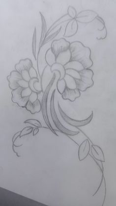 a pencil drawing of flowers in a vase