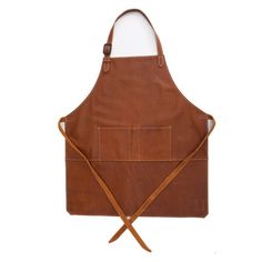 a leather apron with two straps on the front and one strap down to the back