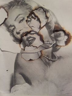 an image of marilyn monroe torn in half