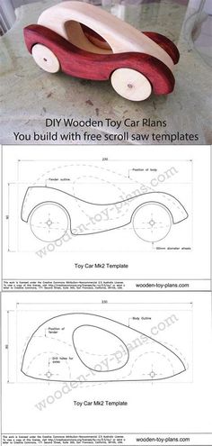 the wooden toy car plans is shown