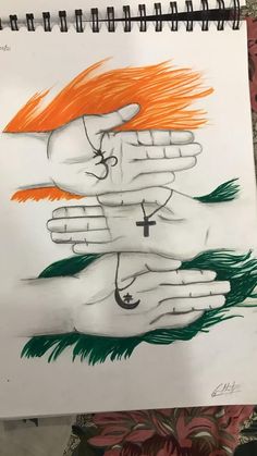 a drawing of two hands holding each other