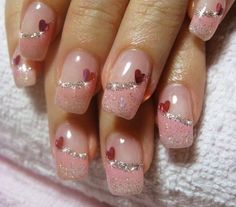 Valentine Nail Art, Nails French Tip, Heart Nail Art, Nagel Tips, Nail Designs Valentines, Heart Nail, Nails French