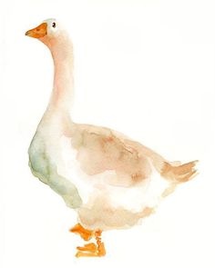 a watercolor painting of a duck on a white background