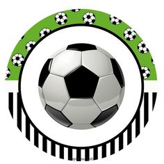 a soccer ball is in the middle of a circle with black and white balls around it